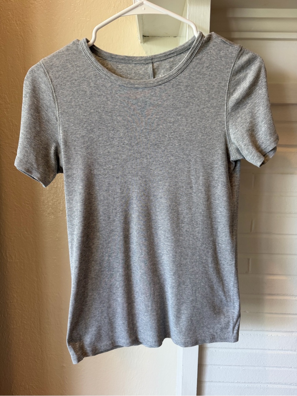 Everlane Gray Ribbed Crewneck Short Sleeve T-Shirt Size M